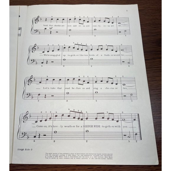 Sleigh Ride Vintage Piano Sheet Music Children's Edition 1951 Mitchell Parrish - Picture 4 of 5